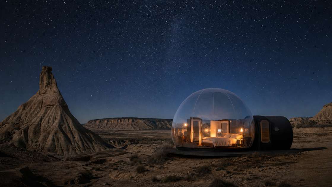Dormir bajo las estrellas en Navarra: Guía completa de hoteles burbuja y paisajes desérticos